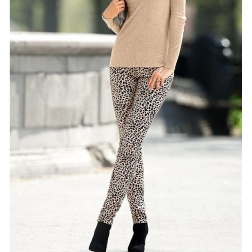 Victorias Secret Jeans Womens 10 Mid Rise Siren Animal Print Skinny Stretch Boho